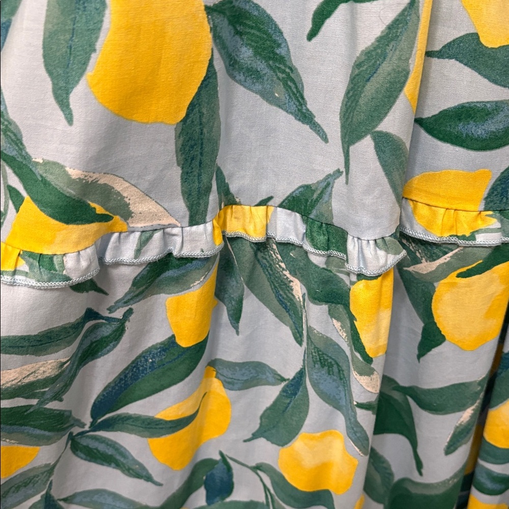 Lemon Print Maxi Dress with Puff Sleeves - Picture 4 of 5